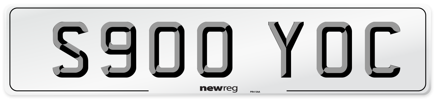 S900 YOC Number Plate from New Reg